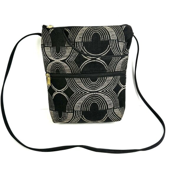 Danny K Purse Beverly Hills Crossbody Bag Black Gold Shimmer Handbag Purse - Picture 1 of 12